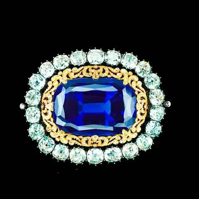 Sapphire Diamond Brooch