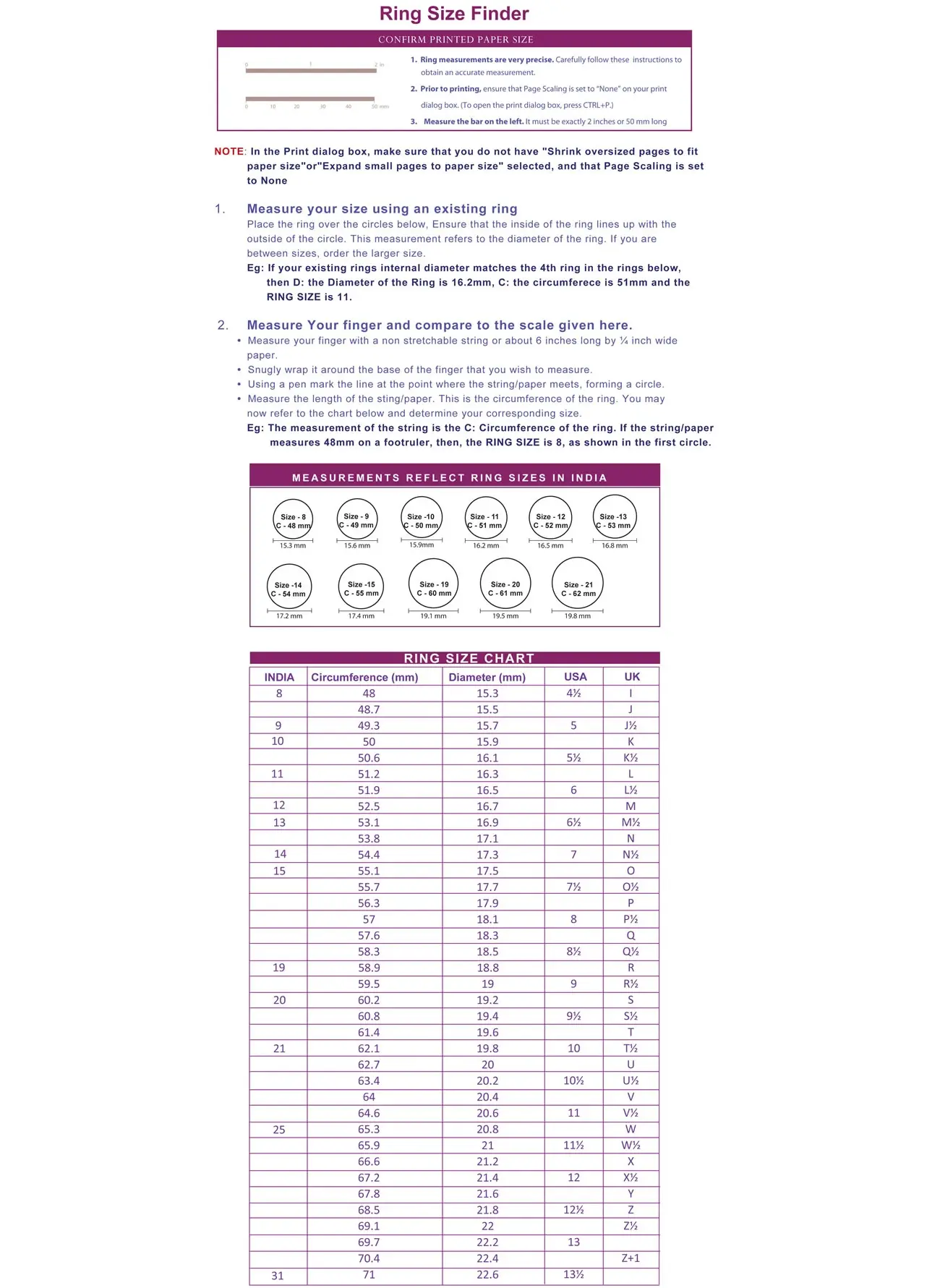 Ring Size Finder