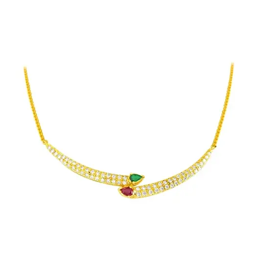 Buds of Love Diamond Necklace with Emerald & Ruby