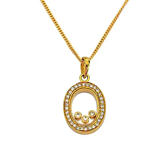 0.26ct G/VS Dancing Diamond 18kt Gold Pendant With Chain for Engagement Wedding