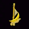 Gold & Real Diamond Boat Pendant