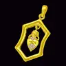 Hexagonal Shaped Real Diamond & 18kt Yellow Gold Pendant