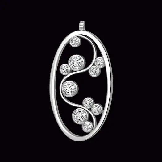 0.15 TCW Oval Shaped Real Diamond Pendant in 14kt