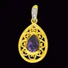 Real Pear Amethyst Filigree style Diamond Gold Pendant (P959)