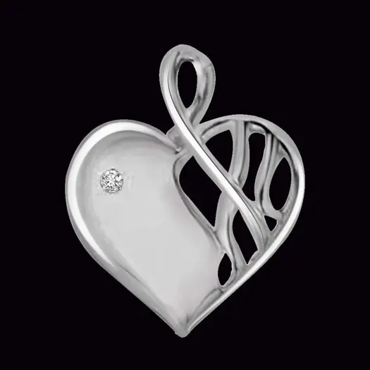 I am Yours White Gold 14kt Real Diamond Heart Pendant