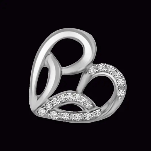 White Gold 14kt Real Diamond Heart Pendant