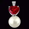 0.30TCW Heart Shaped Real Ruby Pendant With Pearl (P1123)