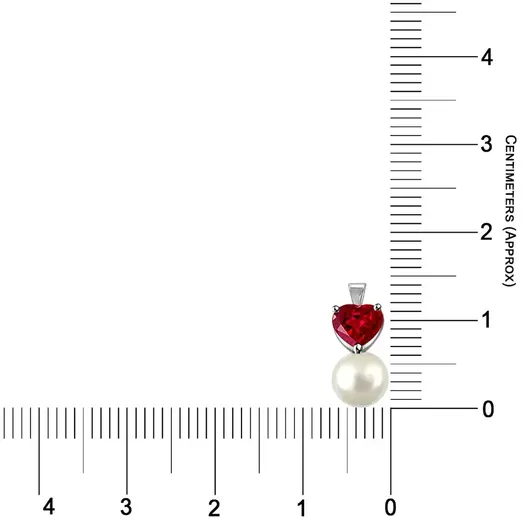 0.30TCW Heart Shaped Real Ruby Pendant With Pearl (P1123)