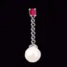 Real Pearl Pendant With Red Round Ruby In 14k Gold