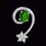 Delicate Real Emerald And Diamond Pendant In White Gold