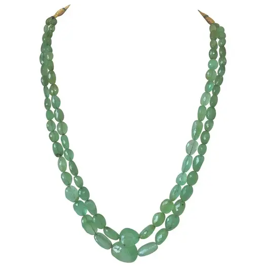 Two Line 243.77cts REAL Natural Light Green Oval Faceted Emerald Necklace for Women (243.77cts EMR Neck)