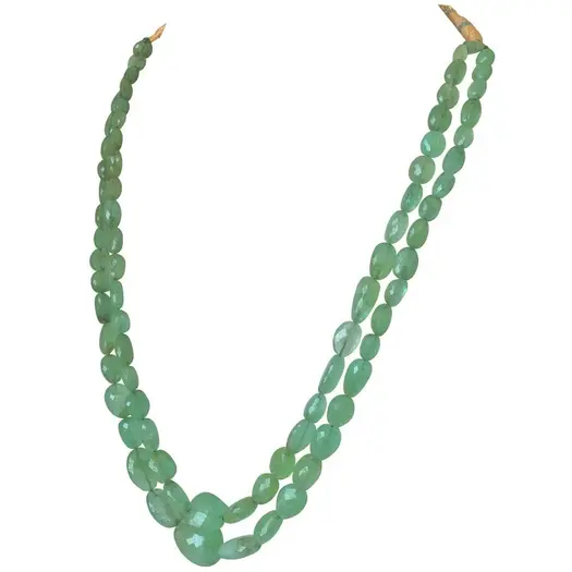 Two Line 243.77cts REAL Natural Light Green Oval Faceted Emerald Necklace for Women (243.77cts EMR Neck)