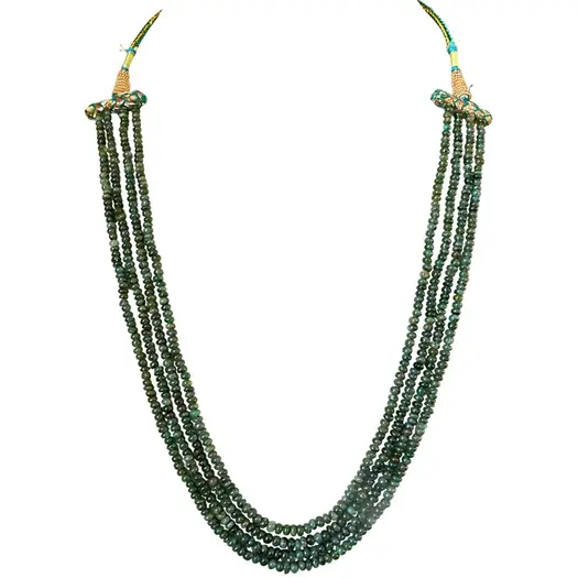 4 Line 176cts REAL Natural Green Emerald Beads Necklace for Women (176cts EMR Neck)