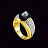 1.00ct Diamond Set In Black Tahitian Pearl Ring