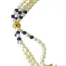 Gold Plated Temple Design Pendant, 3 Line Rice Pearl & Blue Lapiz Beads Pendant Necklace for Women (SNP4B)