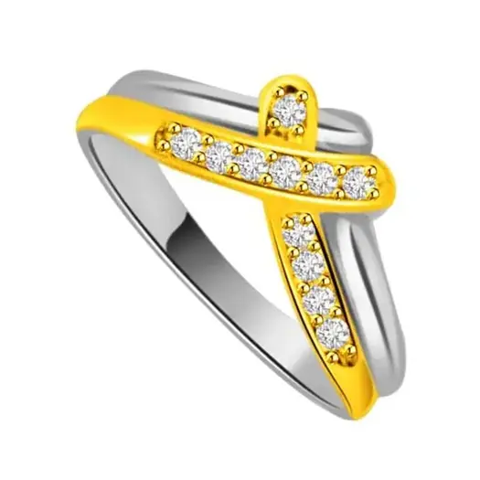 0.11 cts Fancy Diamond Two Tone 18K rings